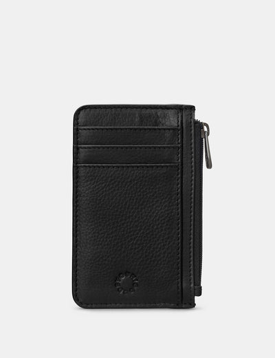 Zip Top Black Leather Card Holder - Yoshi