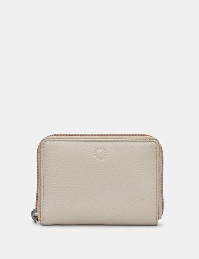 Warm Grey Leather Lennox Zip Round Purse - Yoshi
