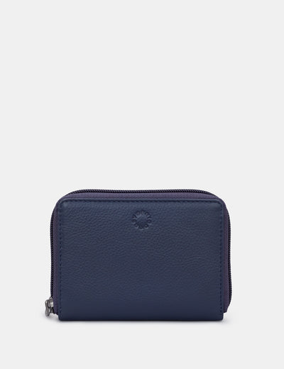 Navy Leather Lennox Zip Round Purse - Yoshi