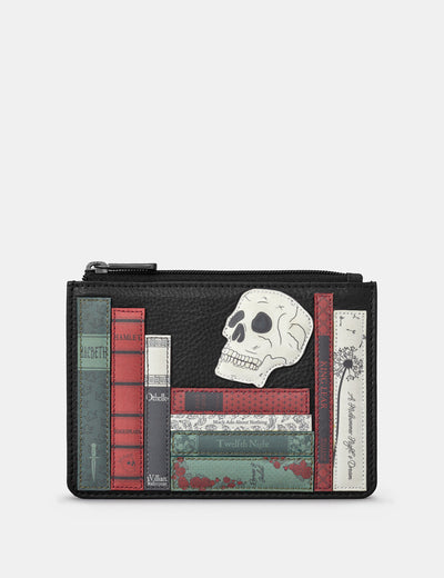 Shakespeare Bookworm Black Leather Franklin Purse - Yoshi