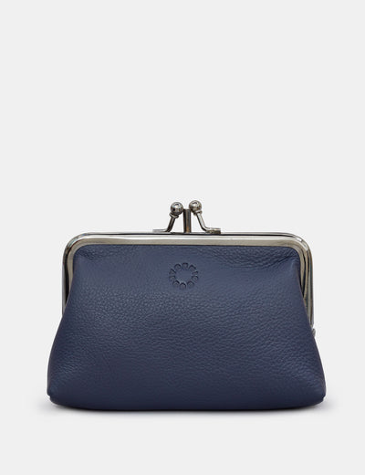 Navy Leather Aubrey Frame Purse - Yoshi