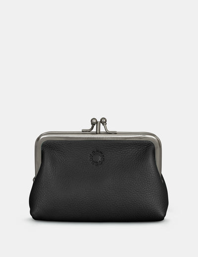 Black Leather Aubrey Frame Purse - Yoshi