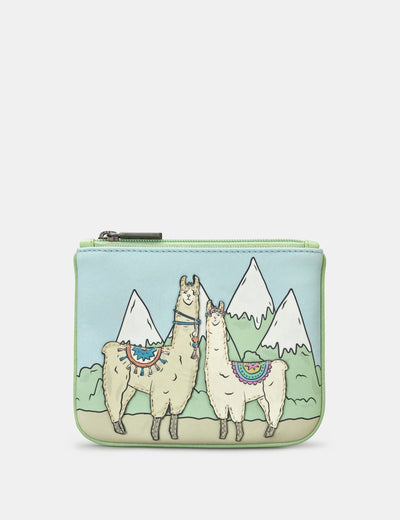 Llamas Zip Top Leather Purse - Yoshi