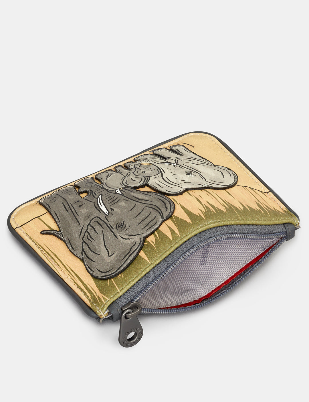 Elephant Family Zip Top Leather Purse For Women By Yoshi