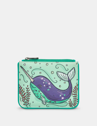 Narwhal Zip Top Leather Purse - Yoshi