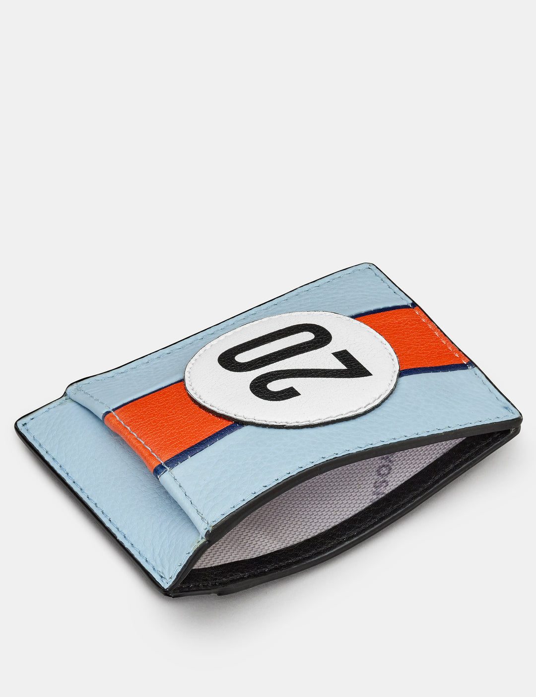 Car Livery #20 Blue Leather Compact Card Holder With RFID By Yoshi