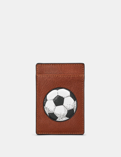 Football Brown Leather Compact Card Holder - Yoshi