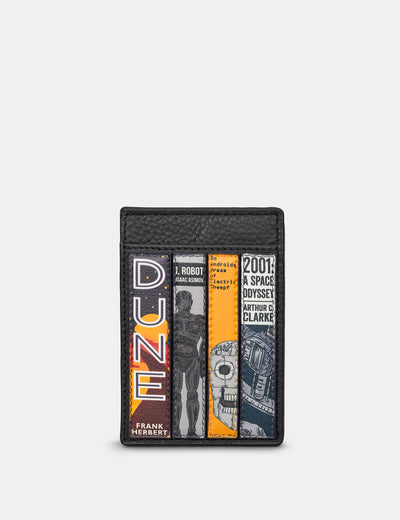 Sci-Fi Bookworm Black Leather Compact Card Holder - Yoshi