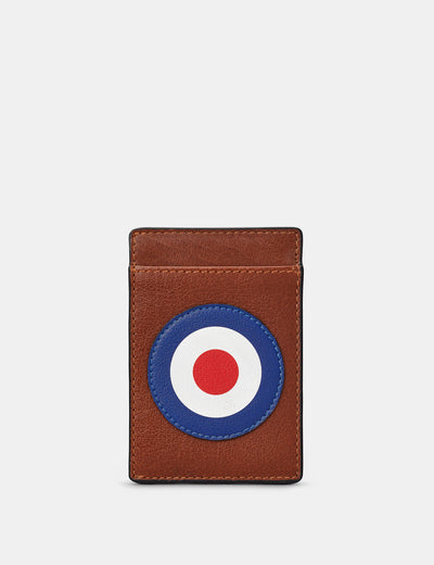 Mod Target Brown Leather Compact Card Holder - Yoshi