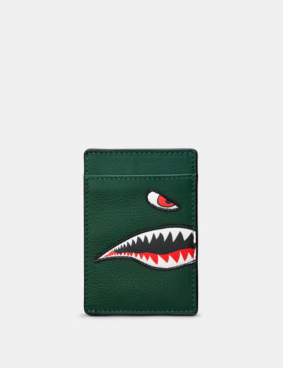 Nose Cone Green Leather Compact Card Holder - Yoshi