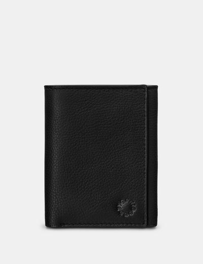 Three Fold Black Leather Wallet - Yoshi