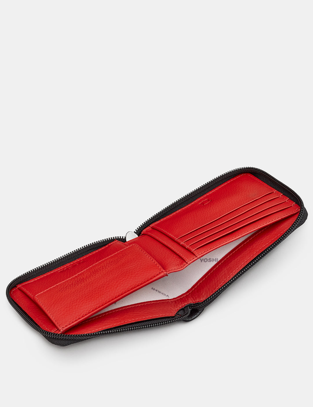 Zip Around Black And Red Leather Wallet For Men By Yoshi