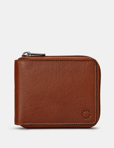 Zip Around Brown Leather Wallet - Yoshi