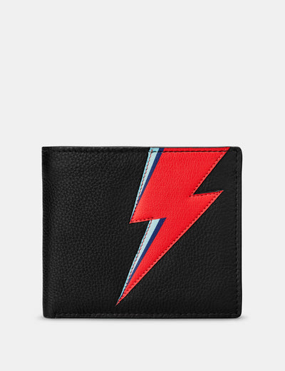 Lightning Bolt Black Leather Wallet - Yoshi