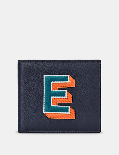 E Monogram Navy Leather Wallet - Yoshi