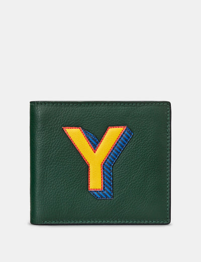 Y Monogram Green Leather Wallet - Yoshi