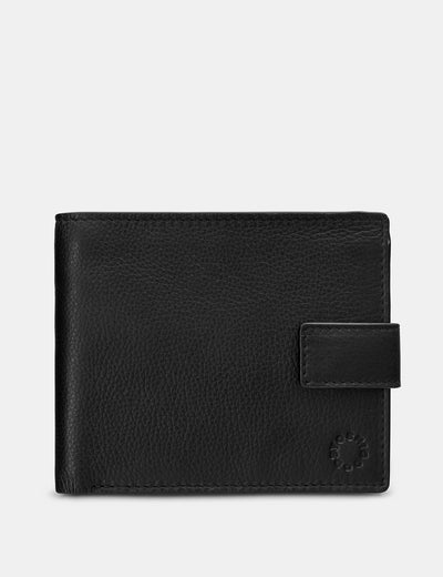 Two Fold Black Leather Wallet With Tab - Yoshi