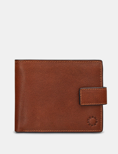 Extra Capacity Brown Leather Wallet With Tab - Yoshi