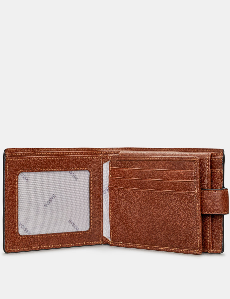 Brown Leather Extra Capacity Wallet With Tab For Men By Yoshi