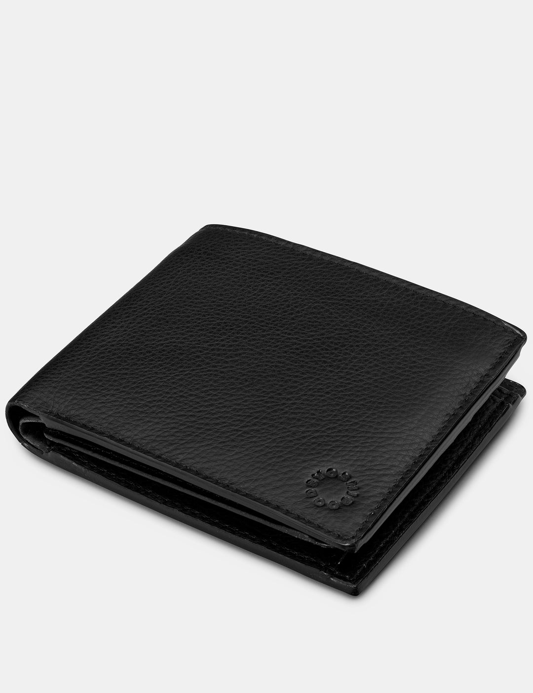 Black Leather Extra Capacity Wallet With Coin Pocket For Men By Yoshi