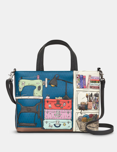 The Craft Room Black Leather Grab Bag Handbag By Yoshi