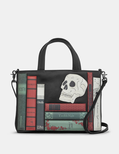 Shakespeare Bookworm Black Leather Multiway Grab Bag - Yoshi