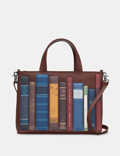Bookworm Brown Leather Multiway Grab Bag - Yoshi