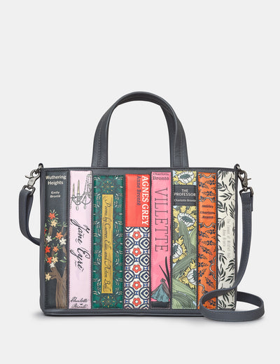 Brontë Bookworm Grey Leather Multiway Grab Bag - Yoshi