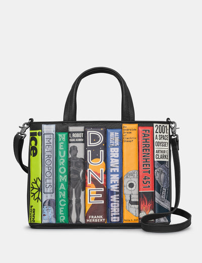 Sci-Fi Bookworm Black Leather Multiway Grab Bag - Yoshi