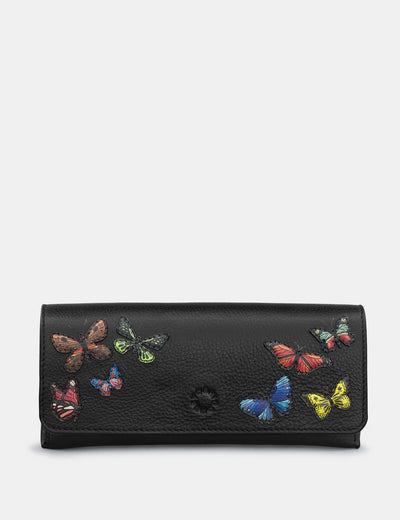 Amongst Butterflies Black Leather Glasses Case - Yoshi