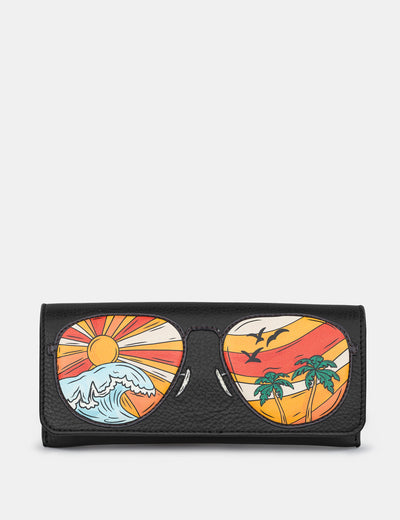 Aviators Black Leather Glasses Case - Yoshi