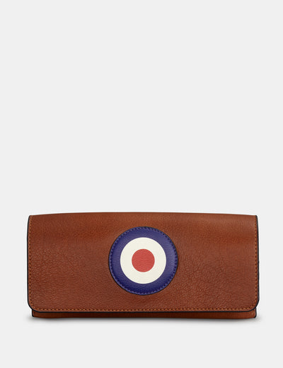 Mod Target Brown Leather Glasses Case - Yoshi
