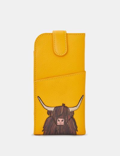 Highland Cow Yellow Leather Chilton Glasses Case - Yoshi