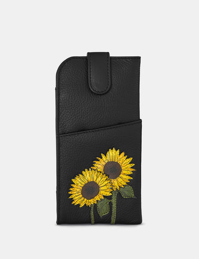 Sunflowers Black Leather Chilton Glasses Case - Yoshi