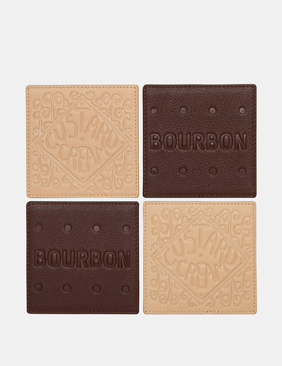 Bourbon and Custard Cream Biscuit Leather Coaster Set - Yoshi