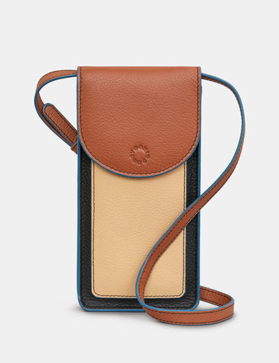 Rustic Colour Block Leather Phone Case - Yoshi