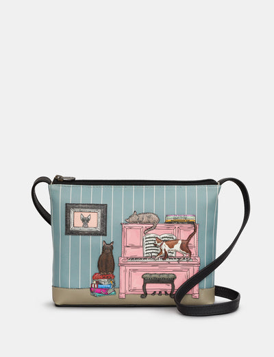 Piano Cats Leather Cross Body Bag - Yoshi