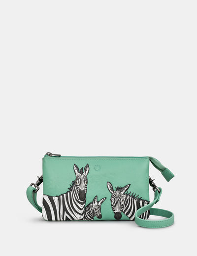 Dazzle of Zebras Mint Green Leather Multiway Cross Body Bag - Yoshi