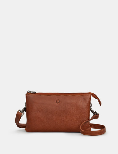 Logan Brown Leather Mulitway Cross Body Bag - Yoshi