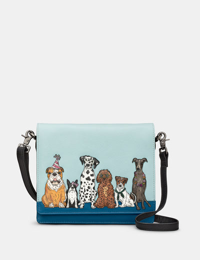 Party Dogs Leather Flap Over Cross Body Bag - Yoshi