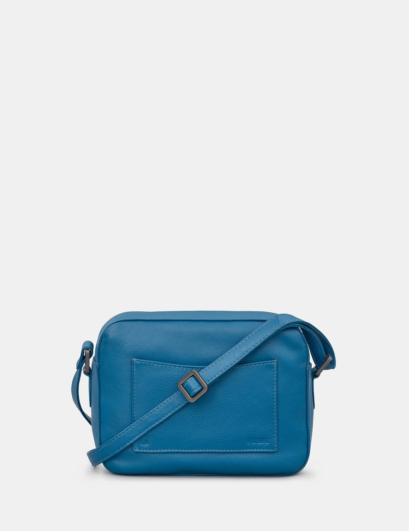 Blue Leather Crossbody Camera Bag