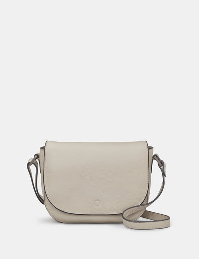 Clarendon Warm Grey Leather Flap Over Cross Body Bag - Yoshi