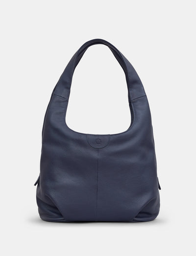 Meehan Navy Leather Slouch Shoulder Bag - Yoshi