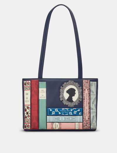 Jane Austen Bookworm Navy Leather Shoulder Bag - Yoshi