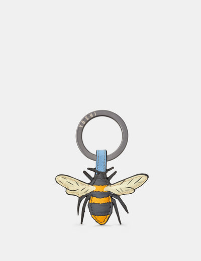 Bee Happy Blue Leather Keyring - Yoshi