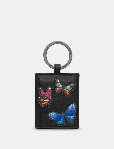 Amongst Butterflies Black Leather Keyring - Yoshi