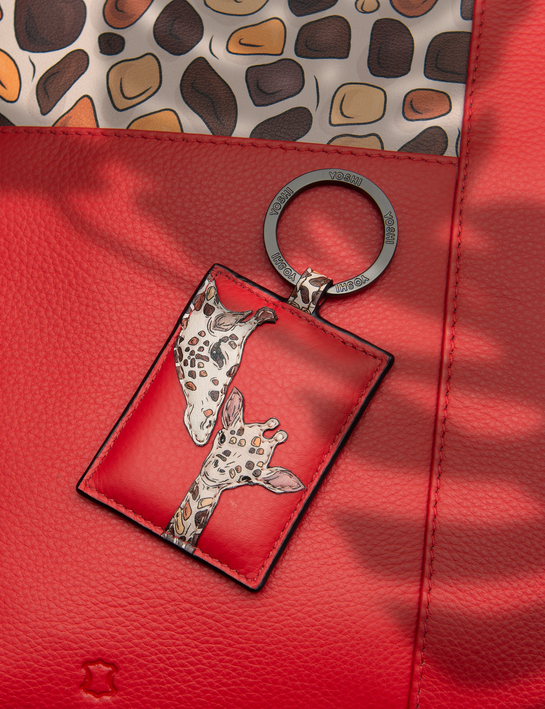 Mother's Pride Giraffe Red Leather Keyring By Yoshi