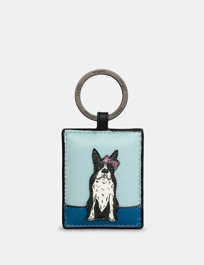 Boston Terrier Party Dogs Leather Keyring - Yoshi