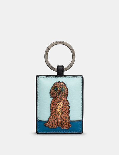 Cockapoo Party Dogs Leather Keyring - Yoshi