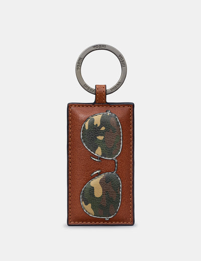 Aviators Brown Leather Keyring - Yoshi